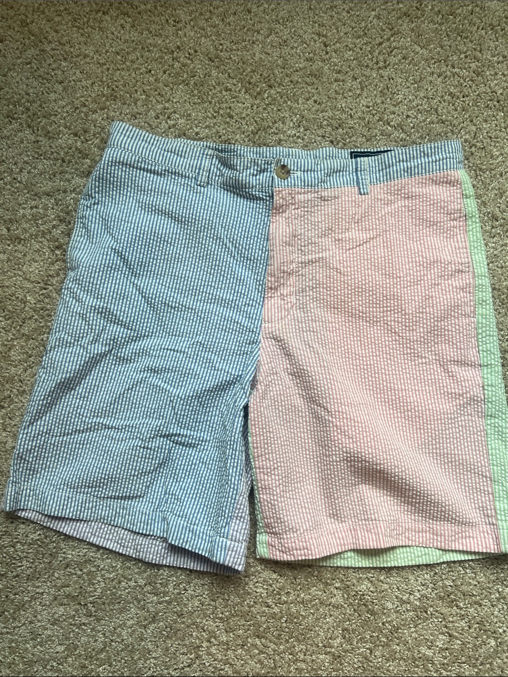 Vineyard Vines Four-Tone Seersucker Shorts — Blue, Pink, Purple & Green